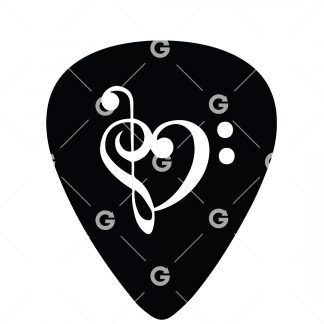 Guitar Pick Heart Music Note SVG