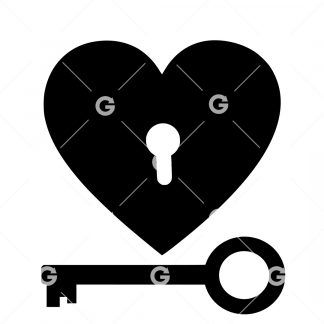 Love Heart Lock With Key SVG