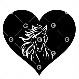 Farm Horse Running Love Heart SVG