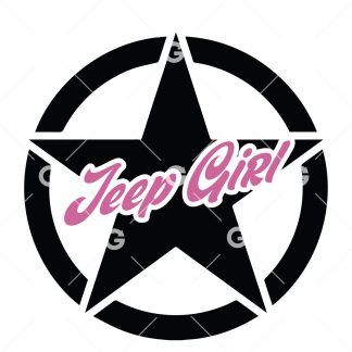 Jeep Girl Star Circle Decal SVG