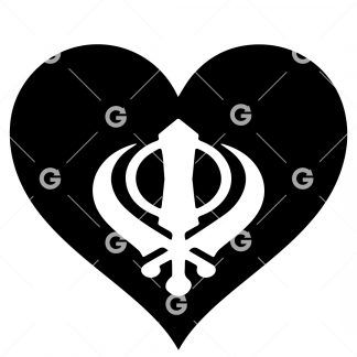 Khanda Religious Symbol Love Heart SVG