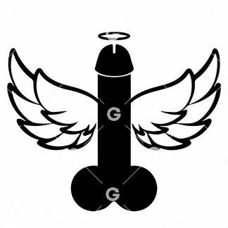 Large Penis Angel With Halo & Wings SVG