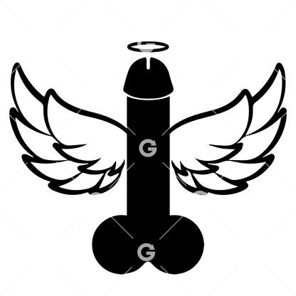 Large Penis Angel With Halo & Wings SVG