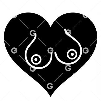 Love Boobs Heart Decal SVG