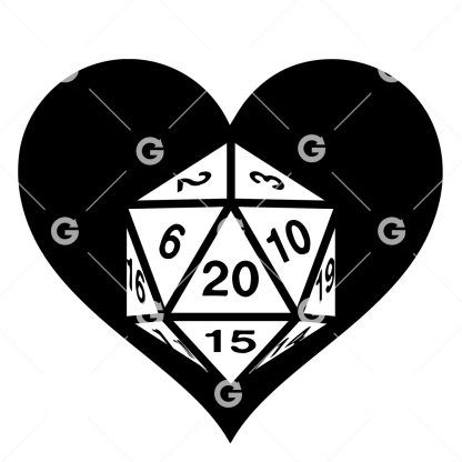 Love Heart D20 Dice SVG