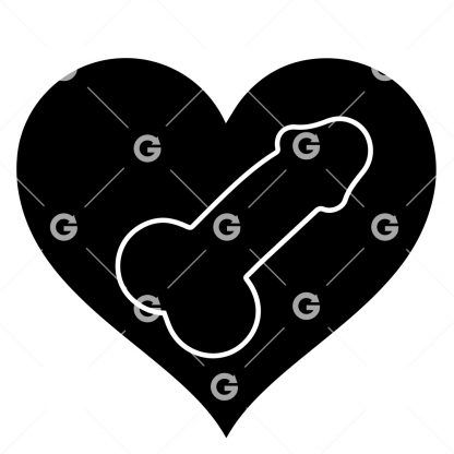 Love Penis (Dick) Heart Decal SVG