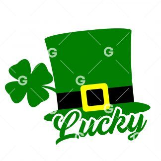 Lucky Irish Hat & 4 Leaf Clover SVG