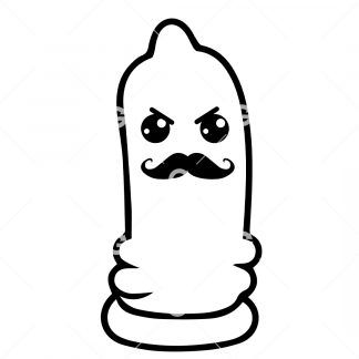 Moustache Cartoon Angry Condom SVG