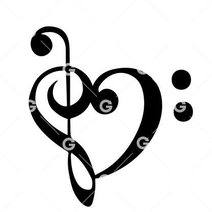 Musical Love Heart Music Note SVG