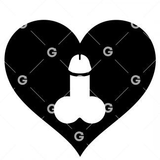 Penis With Balls Love Heart SVG