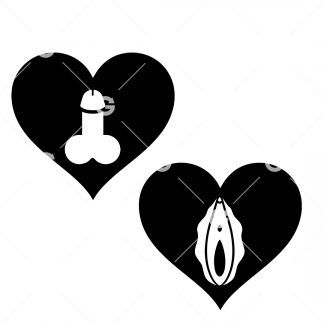 Penis and Vagina Love Hearts SVG