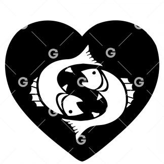 Astrology Sign Pisces Love Heart SVG
