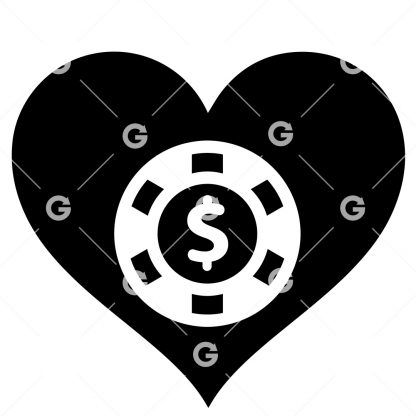 Casino Poker Chip Love Heart SVG