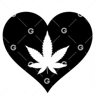 Marijuana Pot Leaf Love Heart SVG