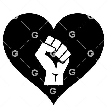 Rebel Raised Fist Love Heart SVG