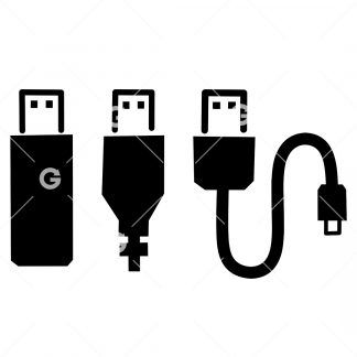 Set of USB Drive & USB Plugins SVG