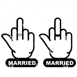 Bride and Groom Married Middle Finger SVG