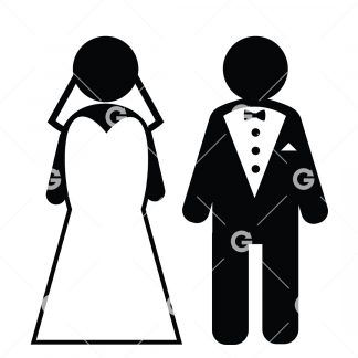 Wedding Bride and Groom Stickmen SVG