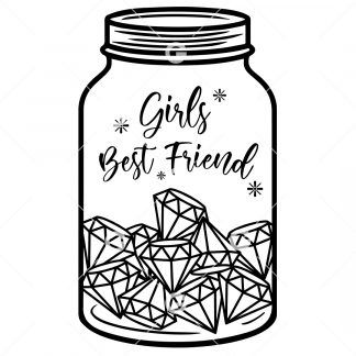 Girls Best Friend Diamonds Mason Jar SVG
