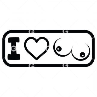 I Love Boobs Heart Decal SVG