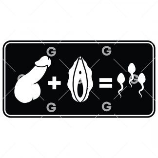 Penis + Vagina = Sperm Symbol Decal SVG