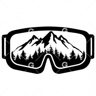 Ski Goggles With Mountain & Trees SVG
