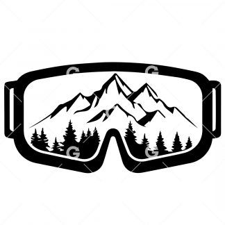 Ski Goggles Mountain Scenery SVG