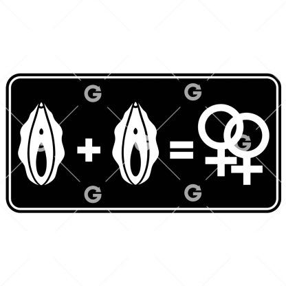 Vagina + Vagina = Lesbian Symbol Decal SVG