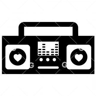 Valentines Love Heart Stereo BoomBox SVG