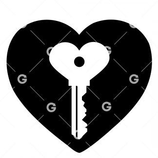 Valentines Love Heart Shaped Key SVG