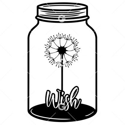 Wish Dandelion Mason Jar SVG