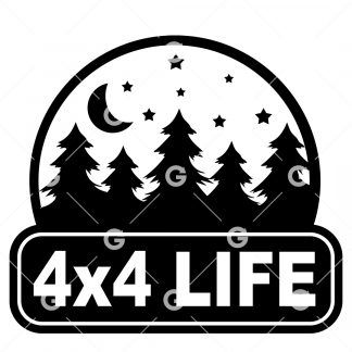 4x4 Life Trees and Stars Decal SVG