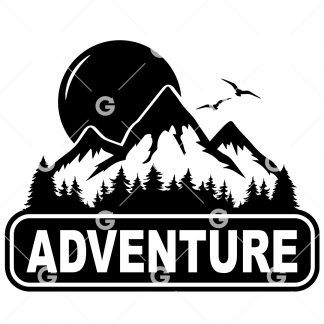 Adventure Mountain and Sun Decal SVG