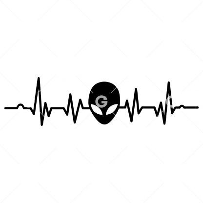 Alien UFO Heartbeat SVG