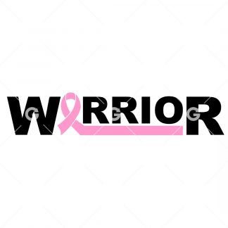 Breast Cancer Warrior Awareness Ribbon SVG