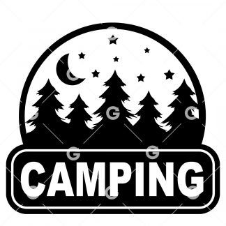 Camping Trees and Stars Decal SVG