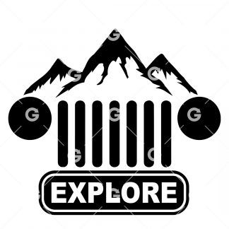 Jeep Explore Mountain Grill Decal SVG