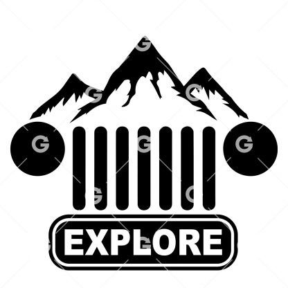 Jeep Explore Mountain Grill Decal SVG