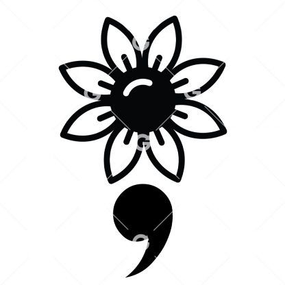 Semicolon Summer Flower Awareness SVG