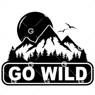 Go Wild Mountain and Sun Decal SVG