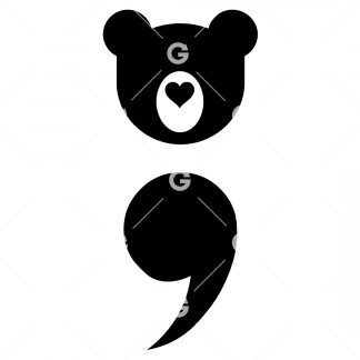 Heart Bear Semicolon Awareness SVG