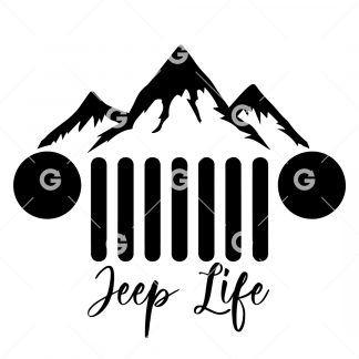 Jeep Life Mountain Grill Decal SVG