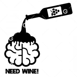 Need Wine Brain Decal SVG