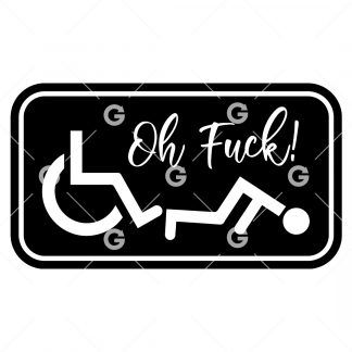 Oh Fuck Falling Wheelchair Stickman SVG