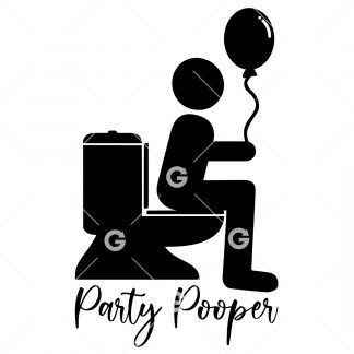 Party Pooper Stickman Pooping Decal SVG
