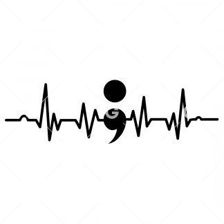 Semicolon Heartbeat Awareness SVG
