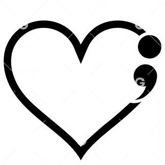 Semicolon Love Heart Awareness SVG