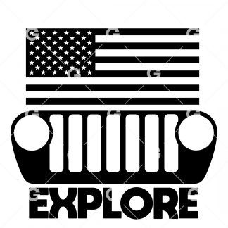 USA Flag Jeep Explore Decal SVG
