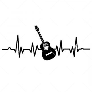 Acoustic Guitar Music Heartbeat SVG