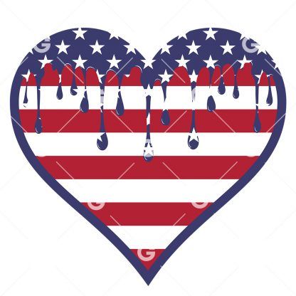 American Flag Dripping Heart SVG